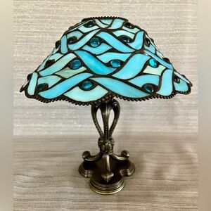 PartyLite Spring Water Candle Holder Lamp Tiffany Style Stained Glass